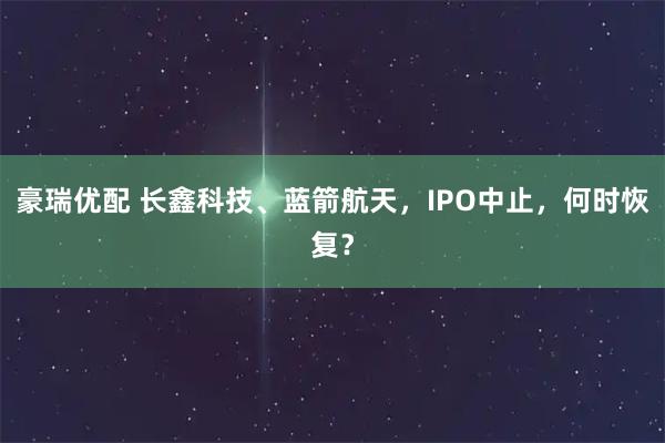 豪瑞优配 长鑫科技、蓝箭航天，IPO中止，何时恢复？
